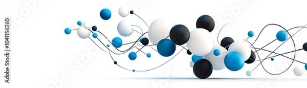 Fototapeta Dynamic abstract design featuring colorful spheres and lines, perfect for technology, art, or modern concepts.