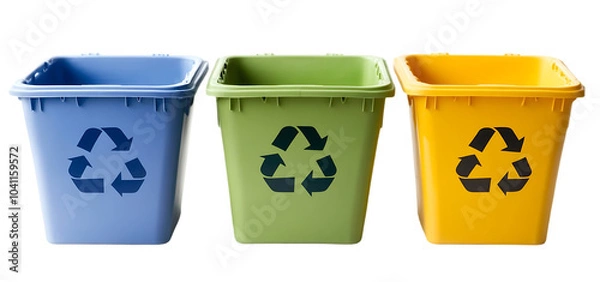 Fototapeta set of a recycling bin collection isolated transparent background