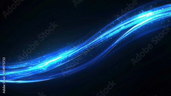 Fototapeta Abstract Blue Energy: A mesmerizing wave of blue light dances across a dark background, evoking a sense of energy, motion, and cosmic power.