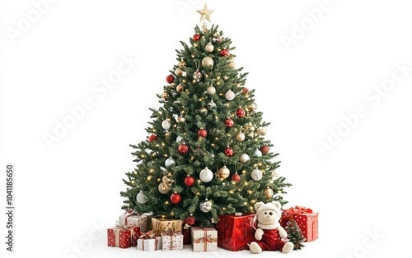 Obraz christmass tree with decorations toys and lights 