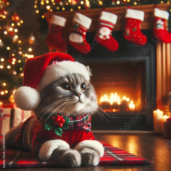 Obraz cute christmas pet background