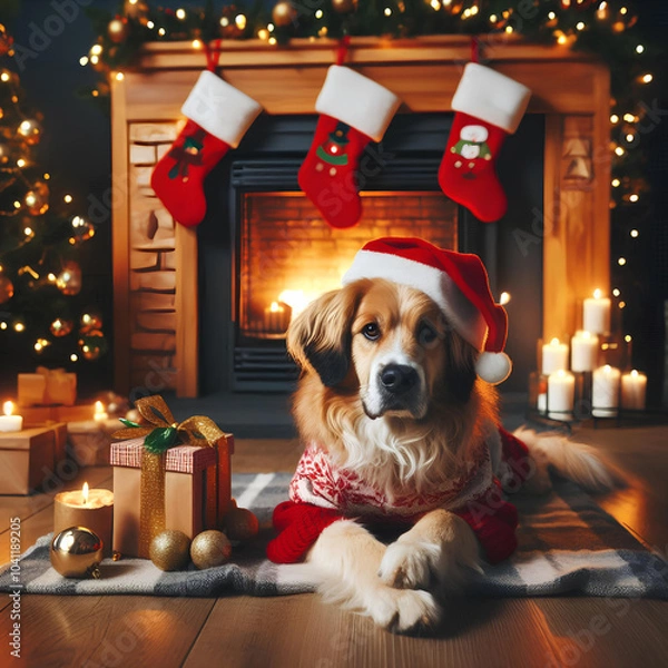 Obraz cute christmas pet background