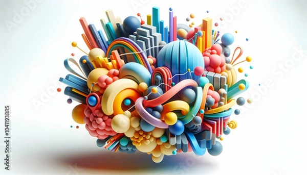 Fototapeta 3D Soft Abstract Market Expansion Concept Artistic Representation Business Growth Dynamic Shapes Vibrant Colors White Space for Text Branding Icon Design