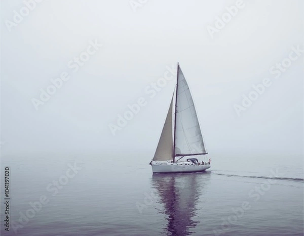 Fototapeta A perfect name for this image could be: Sailboats on Waterways in Summer, Sailing Across Sea,  and Lake Under the Sunny Sky