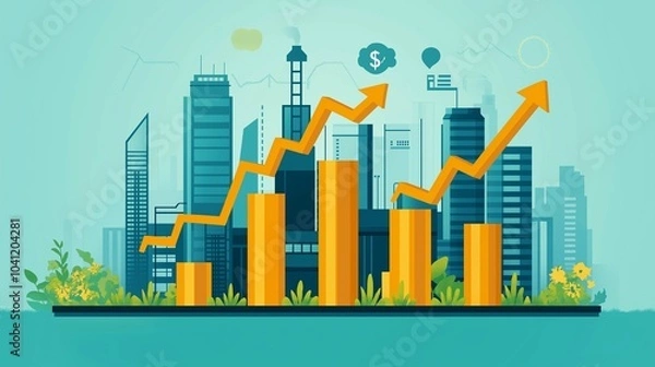 Fototapeta Industrial Growth and Increasing Output Visualization