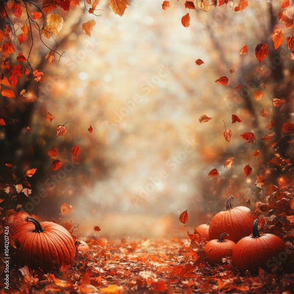 Fototapeta Thanksgiving background with copy space, great for websites, cards, social media