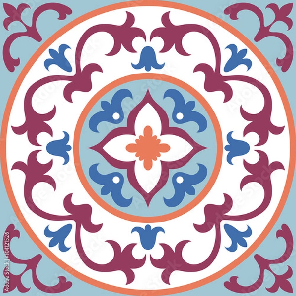 Fototapeta Set with Beautiful ornamental tile background.