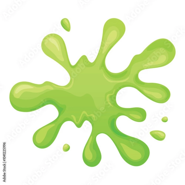 Fototapeta Bright green cartoon slime isolated on a clean white background showcases a playful and cheerful design that is perfect for stylized design solutions.