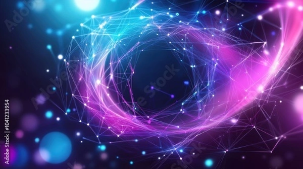 Fototapeta Abstract colorful background showcasing vibrant swirls and glowing particles, perfect for technology and creative themes.