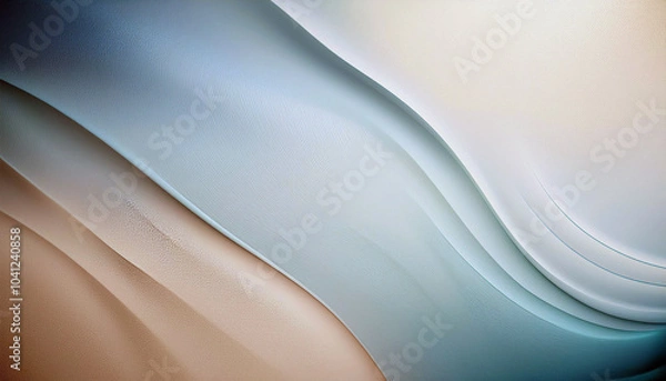 Fototapeta Fluid Teal and Beige Abstract: Serene, flowing curves create a calming, minimalist design. Perfect for modern backgrounds.