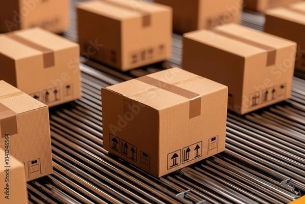 Fototapeta Omnichannel supply chain, integrating inventory and logistics across multiple sales channels eg