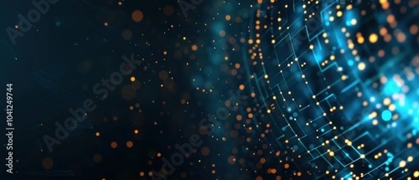 Fototapeta Futuristic Digital Geometry, a vibrant fusion of abstract shapes and intricate patterns, embodies the essence of advanced technology and scientific innovation in a digital realm.