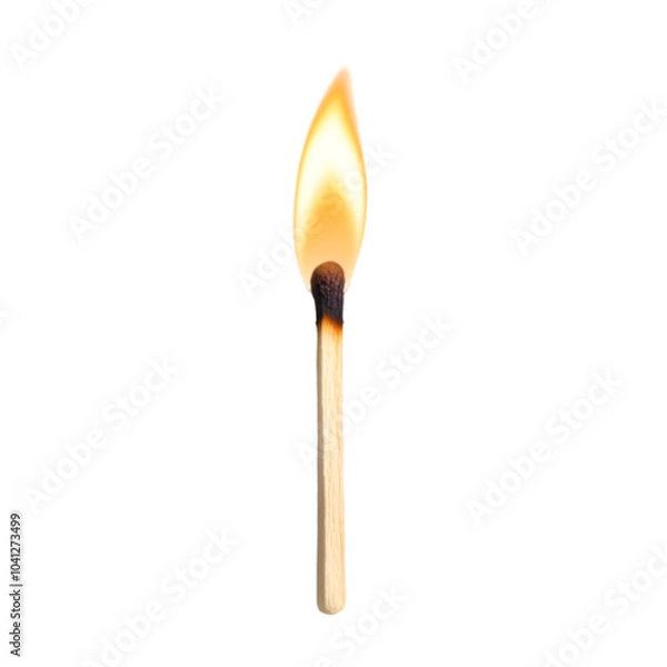 Fototapeta Burning matchstick, white isolate background transparent background