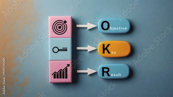 Obraz Business Strategy with OKR Framework- Objective, Key, Result Concept 
