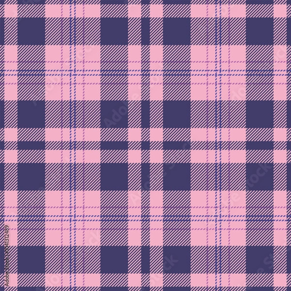 Fototapeta Colourful check fabric vector, pastel seamless textile tartan. Deco pattern plaid texture background in indigo and light colors.
