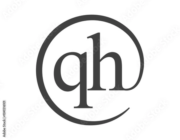 Fototapeta QH logo from two letter with circle shape email sign style. Q and H round logotype of business company