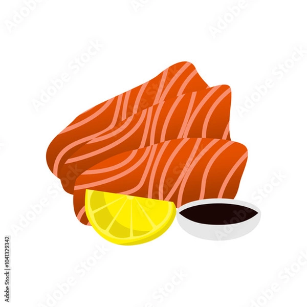 Obraz Sashimi is a typical Japanese food, pieces of fresh salmon.