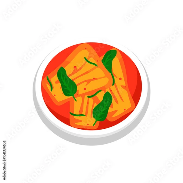 Obraz Illustration of Kimchi, a typical Korean food, Fermented vegetables, especially Chinese cabbage, with spicy spices.