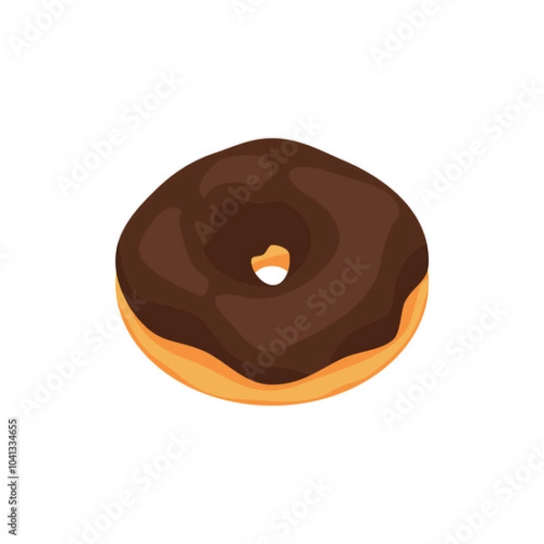 Obraz Sweet chocolate donut, vector illustration of a chocolate donut on a white background