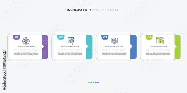 Fototapeta Timeline Creator infographic template. 4 Step timeline journey, calendar Flat simple infographics design template