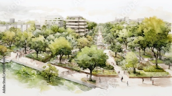 Fototapeta Urban park design a vision for green spaces in modern cities