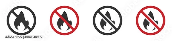 Fototapeta No fire vector icon. Fire prohibited sign. No fire icon. Fire is not allowed sign