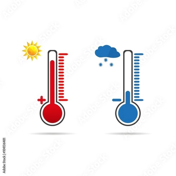 Obraz Two thermometer show cold and heat, vector