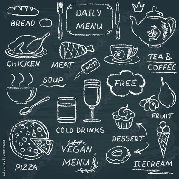 Obraz Chalkboard menu elements set 3