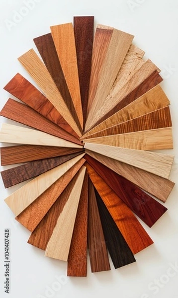 Fototapeta Wood samples in a circular pattern.
