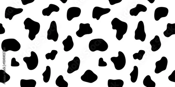 Obraz Seamless pattern with dalmatian print. Wild animal texture background, cow backdrop for textile, wrapping paper, fabric, cover, wallpaper, print design. Vector