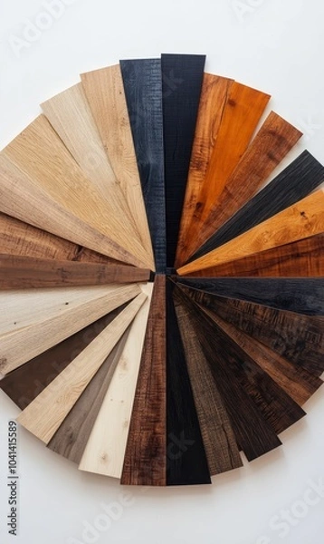 Fototapeta Wood flooring samples arranged in a circle.