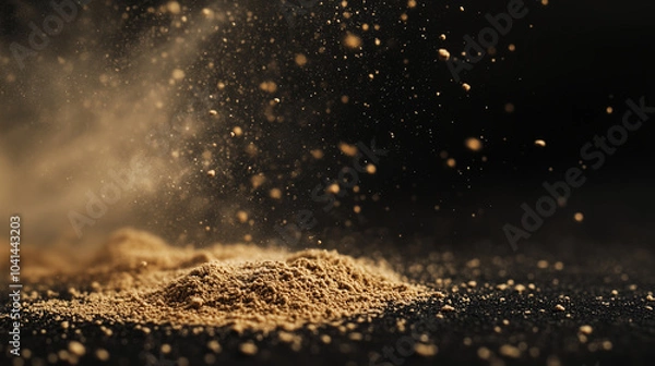 Fototapeta Sparkling Gold Powder in a Cloud with Floating Particles