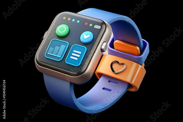 Fototapeta Smartwatch Health Metrics Display on Plain Background for Digital Healthcare Innovation | Wearable Technology Image with Copy Space for Text and Branding in Photo Stock Concept
