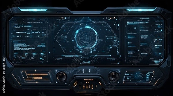 Fototapeta Futuristic Digital Control Panel with Interactive Display