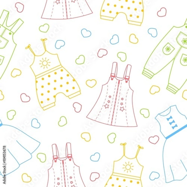 Fototapeta Cute seamless pattern with children's dresses