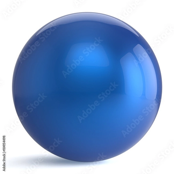 Fototapeta Sphere button round blue ball geometric shape basic circle solid figure simple minimalistic atom element single drop shiny glossy sparkling object blank balloon icon. 3d render isolated