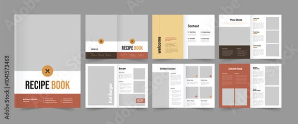 Fototapeta Recipe book template, cookbook, food menu design, cookbook magazine layout