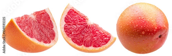 Fototapeta set of grapefruit with slices isolated on a white background