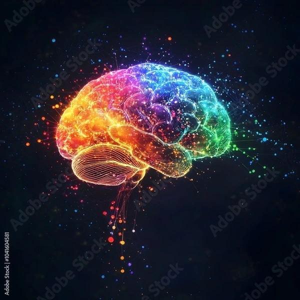 Fototapeta Vibrant Brain Visualization Representing Cognitive Sentiment Analysis Concept