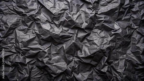 Fototapeta Black crumpled paper texture background