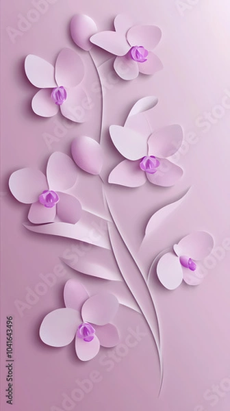 Fototapeta Dendrobium Orchids logo 3d vector paper cute