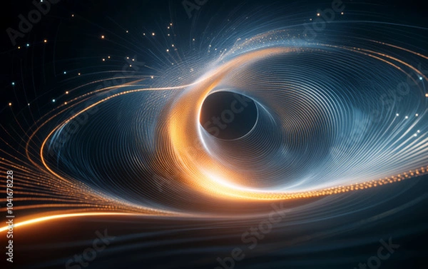 Fototapeta The background of future technology made up of particle elements and rays
