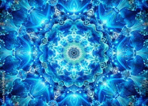 Fototapeta Illuminating the Ocean's Depths with a Kaleidoscope of Blue Hues and Vibrant Marine Life