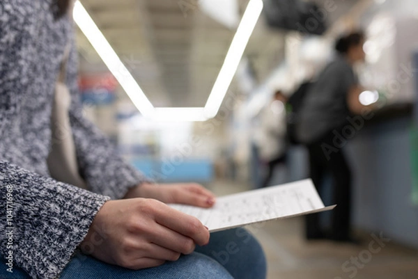 Fototapeta 書類を持った女性の手元