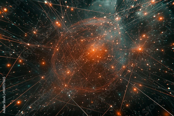 Fototapeta Lines and circles cyberspace background