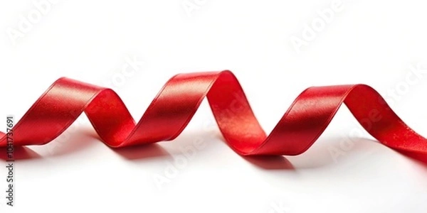 Fototapeta Red ribbon with curls isolated on white background