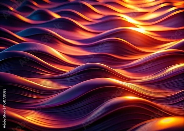 Fototapeta Abstract Purple and Orange Wavy Surface - Low Light Photography for Stunning Visuals and Textures