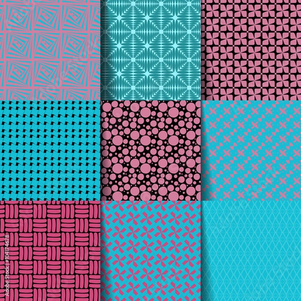 Obraz Set of 9 seampless patterns