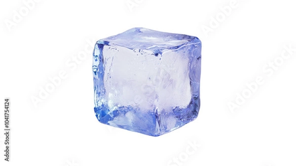 Fototapeta A clear ice cube glistens against a black background, showcasing its crystalline structure and frosty surface.