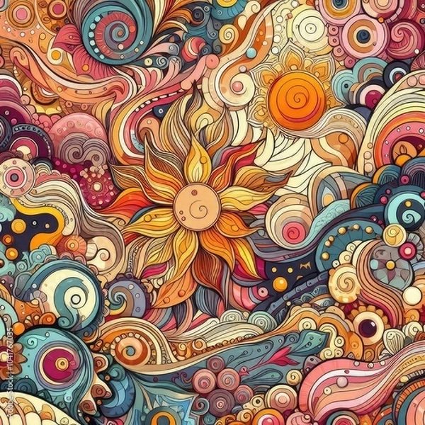 Obraz sun, background, banner, card, poster, template. illustration, avant garde colour